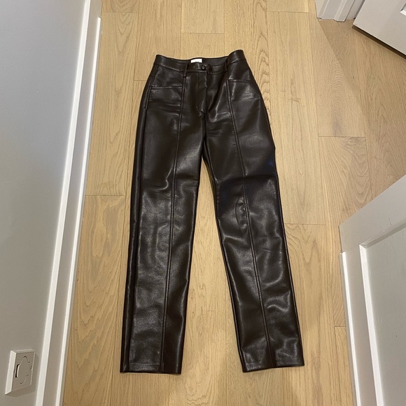 Wilfred Rebel Vegan Leather Pants - Rich Mocha Brown Sz. 2 - Picture 4 of 7